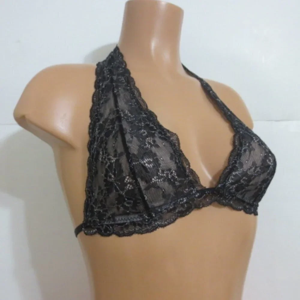 Urban Outfitters Black Lace Halter Bra